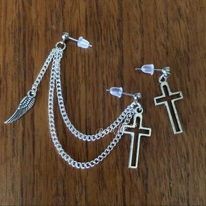 New💕Double Piercing Cross Earrings
